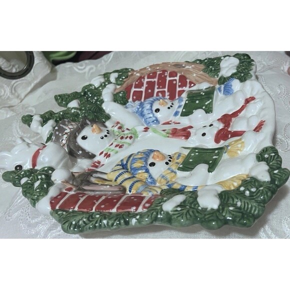 Fitz And Floyd “The Flurries Snowmen” Christmas Dish or Wall Platter HolidaDecor - Picture 7 of 16